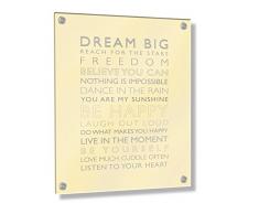 Feel Good Art Mural Cadre en acrylique avec Confrontation Boulons (30 x 20 x 20 x 0,6 cm, petit, crème, Be Happy/chambre DÈcor)