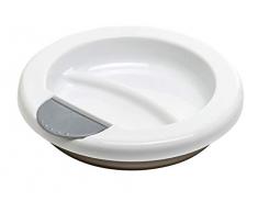Rotho Babydesign Assiette Chauffante, Dès 6 mois, Modern Feeding, 20,5 x 20,5 x 4,6 cm, Blanc/Argent nacré/Taupe, 30020025601