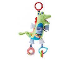 Fisher-price Crocodile Dactivités Peluche Bébé avec Motifs et Textures, 2 Jouets Hochets et Anneaux Suspendus inclus, Emballage Fermé, dès la Naissance, Fdc57