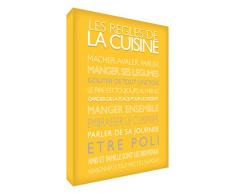 Feel Good Art Toile sur Cadre Art Mural de Style Moderne/Typographique Règles de Cuisine Jaune 30 x 20 x 4 cm Petit