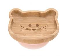LÄSSIG Assiette en bois pour assiettes Assiette en bambou pour enfants avec ventouse en silicone Little Chums Mouse