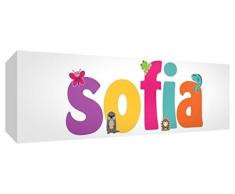 Feel Good Art Toile 61 x 81 Boîte avec panneau avant pour la chambre de bébé en massif design mignon (30 x 20 x 4 cm, petit, crème, Love avec bébé empreintes)