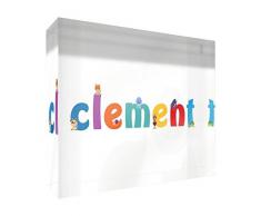 Little Helper Se sentir bon Art Bloc en Bois Blanc / Accessoire de Chambre de Bébé / Cadeau Nouveau-né ou Baptême - Nom du Garçon, CLEMENT - 5 x 5