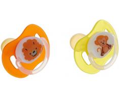 Mebby 92532 Sucette Anatomique en Latex 12+ Mois avec Dessin Animaux - Lot de 2