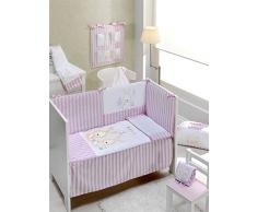 Interbaby 91526–02 Lot de 3 Pièces : Couette, Tour de lit et oreiller pour grand lit enfant mod Lapin Baby Rose 70 x 140 cm