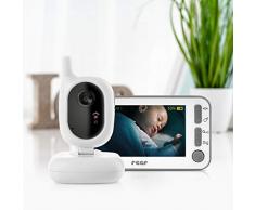 reer 80430 BabyCam Vidéo Babyphone L Portée 300 m Caméra grand angle avec écran TFT 4,3 avec alarme de mouvement Blanc