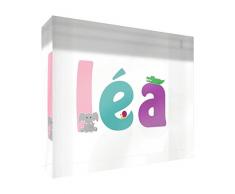 Little Helper Se sentir bon Art Bloc en Bois Blanc / Accessoire de Chambre de Bébé / Cadeau Nouveau-né ou Baptême - Nom de la Fille, LEA - 6 x 4
