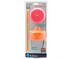 b.box Pack de 2 Couvercles en Silicone pour Transformer Verre Standard en Tasse à Boire avec Bec Souple/Paille Strawberry Shake 1 Unité
