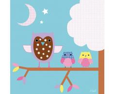Happy Spaces Rachel Raylor Toile murale pour enfant Motif chouettes de nuit 40 x 40 x 2 cm