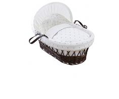 Clair de Lune Lullaby Hearts foncé en osier couffin Inc. Linge de lit, matelas et capuche réglable (Blanc/gris divoire)