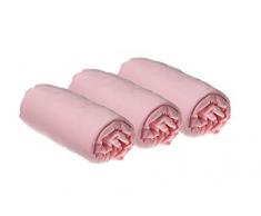Easy Dort Pack de 3 Draps Housse en Coton Rose 40 x 80 cm Extensible à 40 x 90 cm