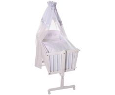 Easy Baby 182–32 complet Berceau Lit avec roues Y Compris Blanc Housses matelas et ciel Motif cœurs Blanc