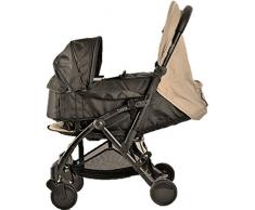 Pack Duo Nacelle Trinity 2 Poussette 0/3ans Ultra Légère 5,5kg Ultra compacte format bagage cabine Avion + Nacelle souple ultra légère 2kg pliable 0/9 kg (Dark Beige Taupe)