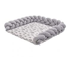 LULANDO Matelas à Langer BRAID Velours, Matelas, Table à Langer, Matelas à Langer, Tour de Lit, Tresse, Protection Enfant/Bébé Couleur: Nuages Gris + Gris Isolés Sur Blanc