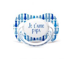 Suavinex Sucette Motif Je taime Papa Cravate Bleu 6/18 Mois