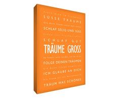 Little Helper drbg128–10 G Feel Good Art Tableau sur toile avec citations optimistes style Rêves, 30 x 20 CM, Orange Grand