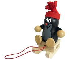 Detoa 13332/1 Taupek fait de la luge avec son bonnet sur la tête Jouet en bois