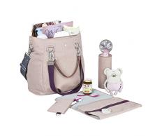 Lässig Sac à langer - Green Label Méli mélo rose - Sac à langer Multifonctionnel pour Maman Pratique avec porte biberon isotherme et un matelas à langer imperméable, poche grand et superbe