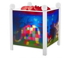 TROUSSELIER - Elmer lEléphant - Veilleuse - Lanterne Magique - Idéal Cadeau Enfant - Dessin animé - Lumière rassurante - Couleur Bois Blanc - Ampoule 12V 10W inclue - Prise Elec. EU