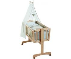 roba Berceau complet, berceau Animal Friends (40x90cm) en bois naturel, berceau avec fonction basculante et fixe, set berceau qui comprend le linge de lit complet (80x80cm).