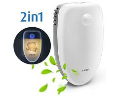 Reer 94010 Ionen Purificateur dair nettoie lair respiratoire des poussières fines pollen, VOCs, odeurs, améliore la température ambiante avec veilleuse Blanc