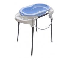 Rotho Babydesign TOP Station de Bain, Avec Baignoire pour Bébé, Support de Baignoire, Dossier de Baignoire et Tuyau de Vidange, 0-12 Mois, Sky Blue, 21042 0289 01