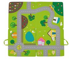 ACHOKA Tapis Eveil 3 en 1 Confortable. Coussin Appoint Siège – Tapis de jeux- Bébés et Enfants- Premier Age – Routier – Filles-Garçons- Polyester- 100x100x4cm – Transportable Facilement