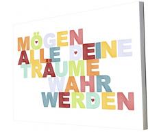 Little Helper maydr1216–15 g Feel Good Art Décoration murale sur une toile épaisse dans un Typographie moderne avec citations wahr werden (texte allemand – Peut All Your Dreams Come True), 40 x 30 cm, multicolore