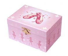 TROUSSELIER - Chaussons de Danse Ballerine - Boîte à Bijoux Musicale - Idéal Cadeau Jeune Fille - Phosphorescent - Brille dans la nuit - Musique Lac des Cygnes - Colori Rose