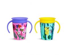 Munchkin Set de 2 Tasse dApprentissage Miracle 360° Wildlove Abeille/Lémurien 177 ml