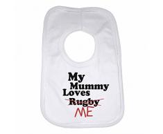 My Mummy Loves Me Not Rugby – personnalisé pour bébé fille, bavoir pour garçons, filles, cadeaux de naissance – Blanc
