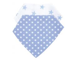 Baroo Lot de 2 bavoirs tendance Motifs étoiles et pois (Bleu clair)