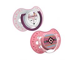 Lot de 2 sucettes orthodontiques Lovi - En silicone - Été indien - Sans BPA - 2 bouchons de Protection