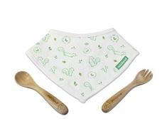 Miniland - Bandana et couverts en bois ECO Chip - Bavoir et couverts durables - Collection EcoFriendly