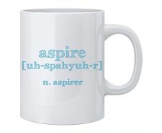 Feel Good Art brillant Mug en céramique Motif typographie moderne (Tons Bleu ciel, Aspire)