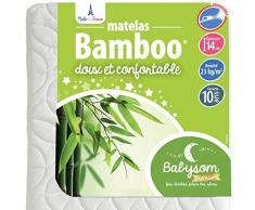 Babysom - Matelas Bébé Bamboo - 60x120 cm | Viscose au toucher Ultra Doux | Aéré et Absorbant | Sans Traitement Chimique | Épaisseur 14 cm | Déhoussable | Oeko-Tex® | Fabrication française