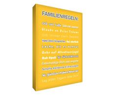 Little Helper fr1216–06 G Feel Good Art Tableau décoration murale Impression sur toile deLes règles de la famille Typographie moderne, 40 x 30 cm, jaune