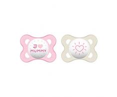 MAM Lot de 2 sucettes en silicone Inscription I love Mummy - Rose