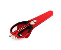 Local Makes A Comeback Ciseaux de cuisine multifonction en acier inoxydable 2 en 1 pour décapsuleur de viande, noix et bouteilles. Rouge noir