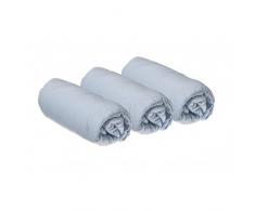 Lot de 3 Draps housse Coton pour lit Bébé 70x140-8 coloris disponibles (Ciel)