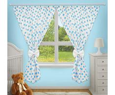 Superbes rideaux décoratifs pour chambre de bébé assortis avec nos parures de lit pour chambre denfant (Grandes étoiles turquoises sur fond blanc)