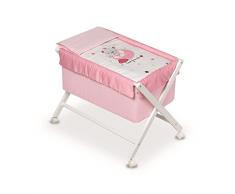 pirulos 28113510 – Berceau Pliable Ciseaux naturel motif love Friends, 68 x 90 X71 cm, blanc et rose