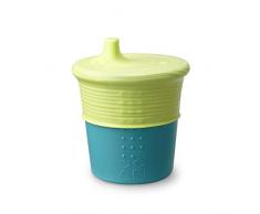 GoSili Silikids – Housse Siliskin Gobelet en silicone, Bleu sarcelle/vert citron