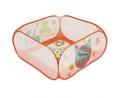 LUDI - Aire de jeu pour bébé en tissu et structure pop-up 90 x 90 x 44 cm. Tapis moelleux avec 3 activités. Enfant dès 3 mois. Se plie et se range dans un sac très léger - réf. 2839