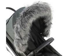 For-Your-Little-One Poussette avec bordure en fourrure Gris foncé