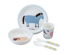 La Ferme Petit Jour Paris - AF701J - Coffret vaisselle 5 pièces - Favorise lautonomie Blanc Gris