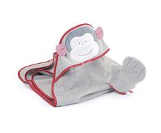 Käthe Kruse 55178 Affe Carlo Serviette de bain avec gant de toilette Gris