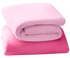 Clevamama Set de 2 Draps Housse pour Lit de Voyage en Jersey Coton Rose 68 x 97 cm
