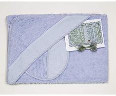 Ti TIN Cape de Bain bébé + Capuche + Bavoir en Point de Croix Ensemble Bleu Ciel