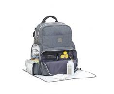 Ergobaby Sac à dos à langer pour bébé avec matelas à langer lavable Gris